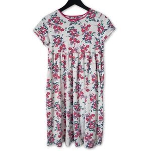 Lands End Knit Dress Girls XL 100% Cotton Floral Print Pockets Comfy Cottagecore